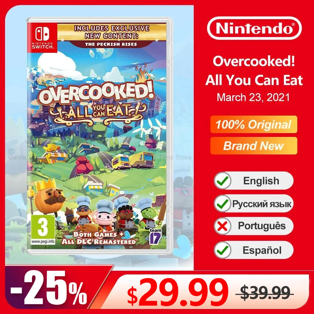 Nintendo Switch Overcooked All You Can Eat Game Card for OLED Lite Genre Simulation Multiplayer StrategyGenuine Brand New