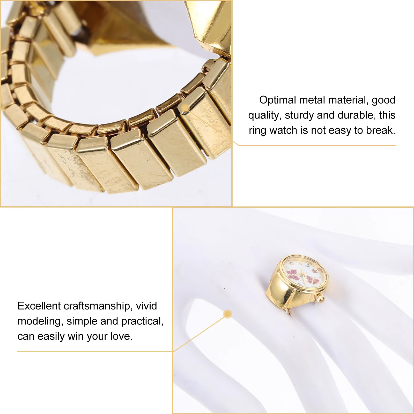 

Butterfly Flying Disc Ring Watch Metal Decorative Finger Jewelry Sturdy Durable High Quality Craftsmanship Vivid Modeling Simple