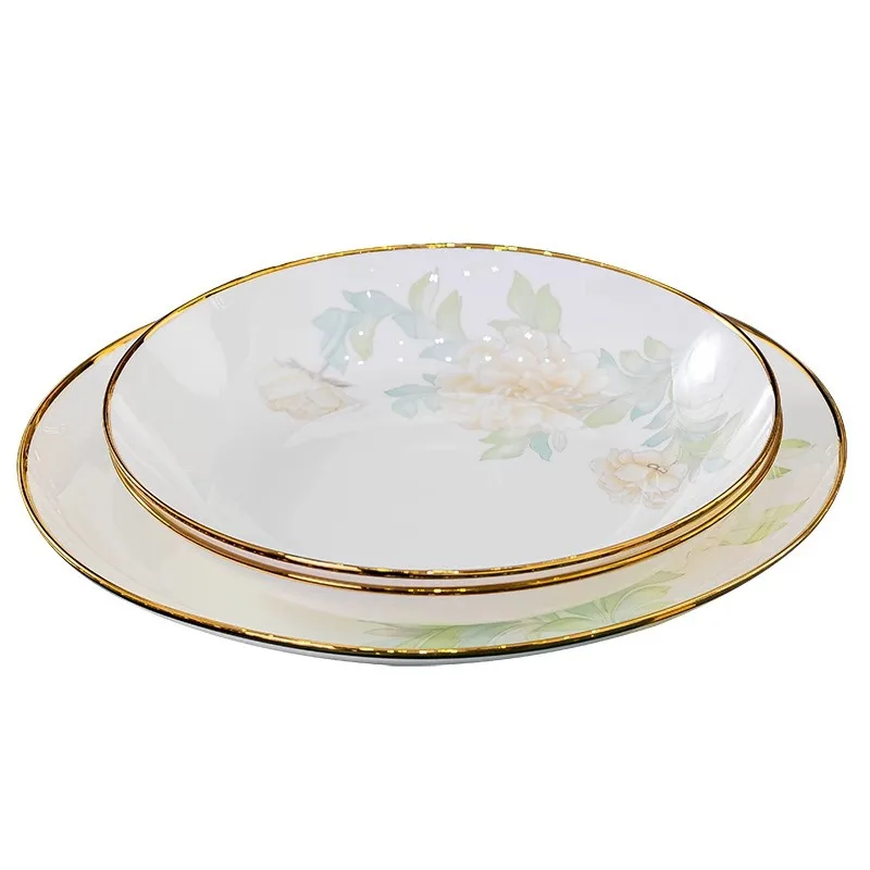

High-end bone china tableware set, household, Jingdezhen ceramic dishes, full set of Chinese dishes and dishes