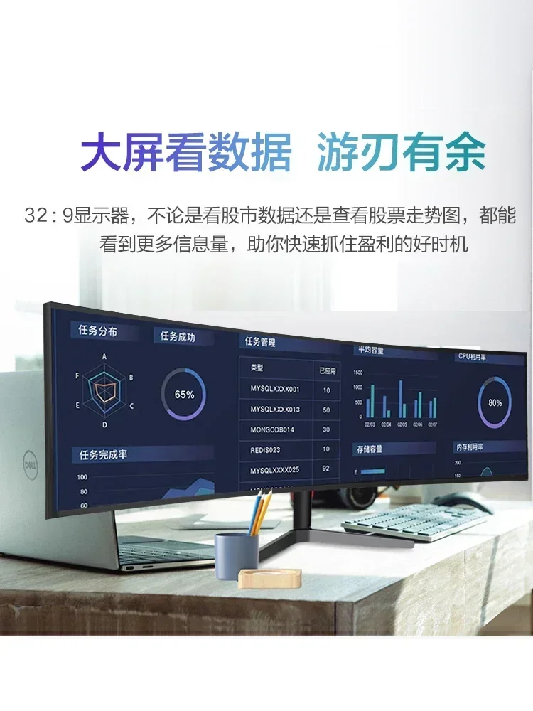 49 Inch 5K Monitor 144HZ Ultra Wide 32:9 Curved IPS Lift Desktop Computer l with Fish Screen 40 Inch