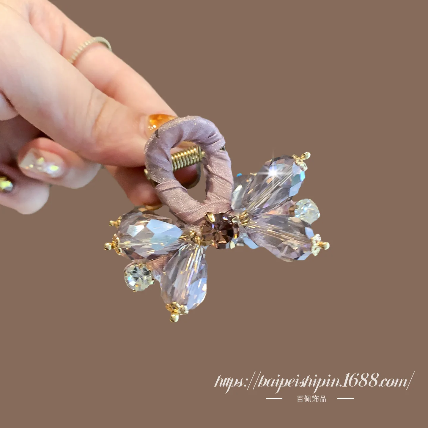 Mini Crystal Bling Side Hair Claw Half Up Hairstyle Clip Shark Hair Pin for Women Versatile Cute Hair Accessory