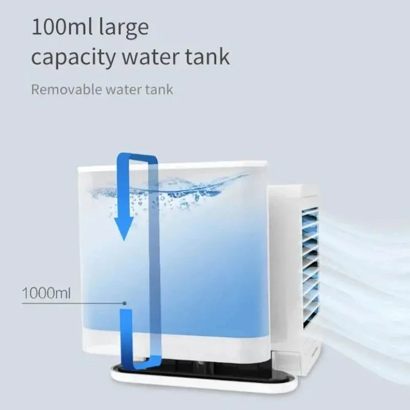 New 3 In 1 Mini Air Conditioner Water Cooling Fan Touch Screen Timing Artic Cooler Humidifier Portable Desktop Fan