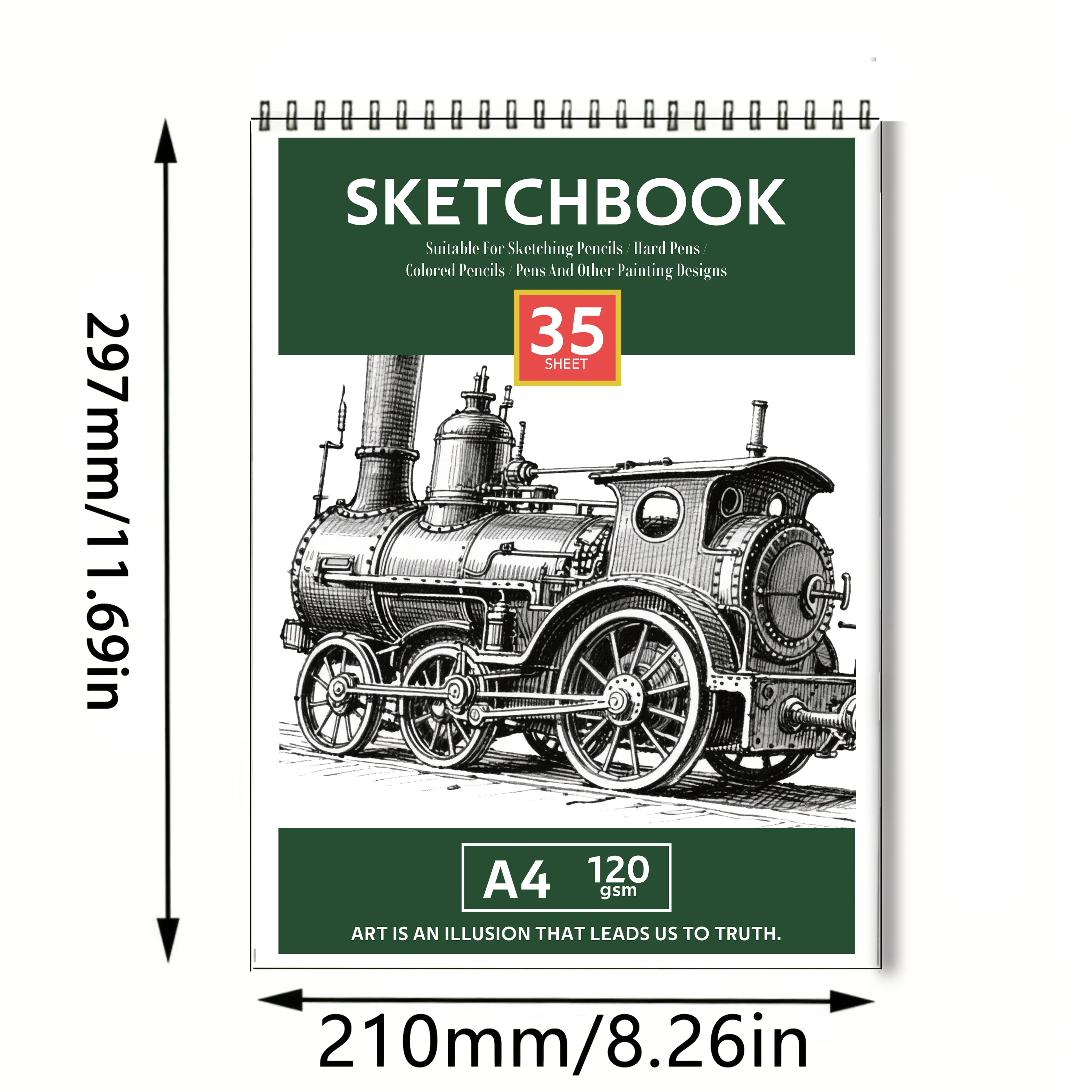 35-Sheet Spiral-Bound Art Sketchbook – 120Gsm Blank Drawing Book |   Artist-Exclusive Pad for Sketching Pencils/Colored Pens |   Micro