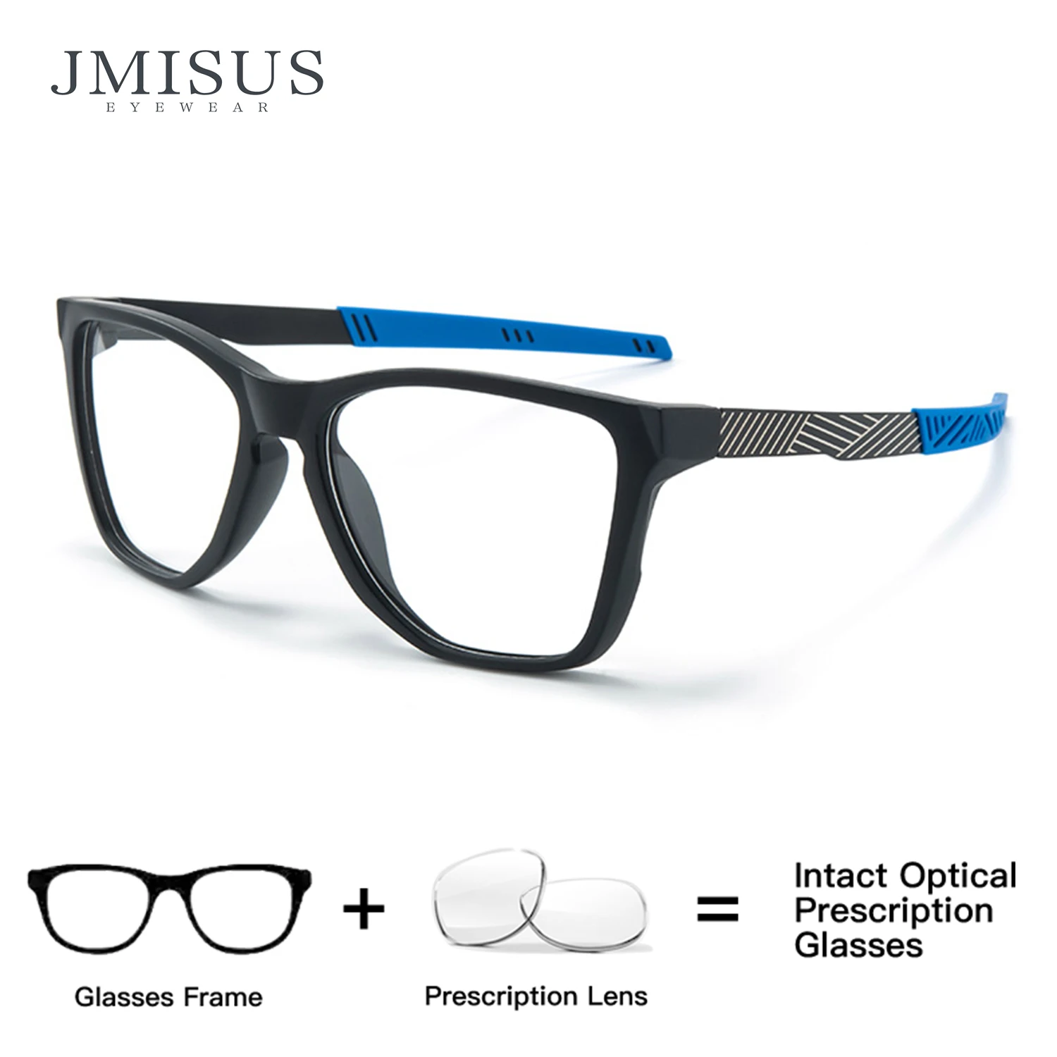

JMISUS Custom Prescription Glasses Blue Light Blocking Sports Square Frame Computer Glasses Reading Glasses Multiple Colors