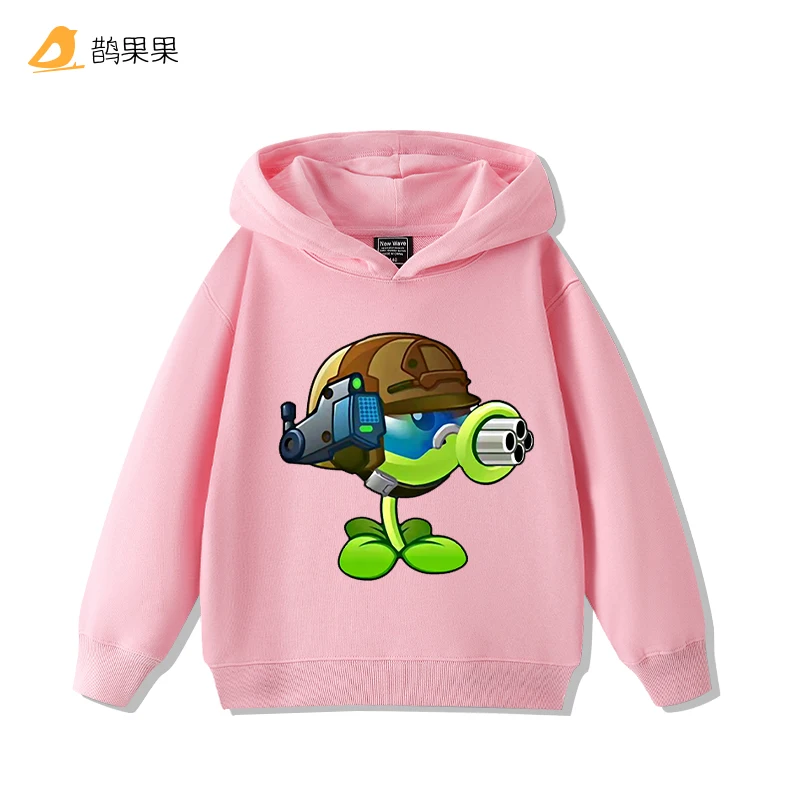 سترة بقلنسوة للأولاد والبنات على الموضة للشارع من Plants vs. Zombies بالإضافة إلى قمصان مخملية جديدة بأكمام طويلة للأطفال للخريف والشتاء