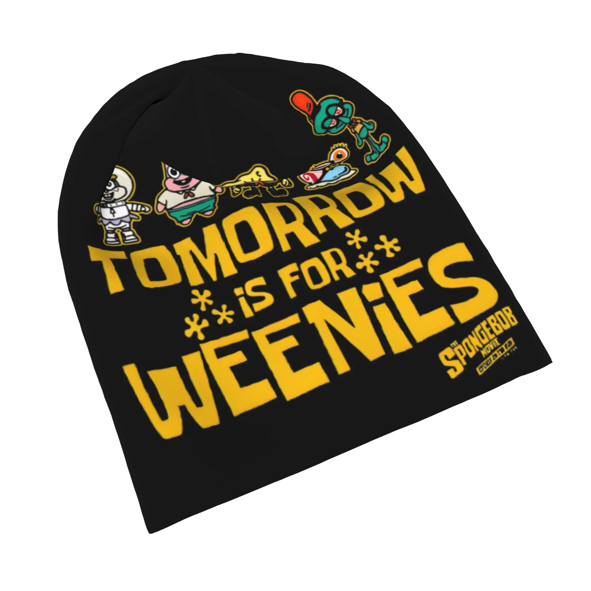 The SpongeBobed Movie  Caps Tomorrow Is For Weenies Group Hip Hop Unisex Street Skullies Beanies Hat Spring Warm Bonnet Knit Hat