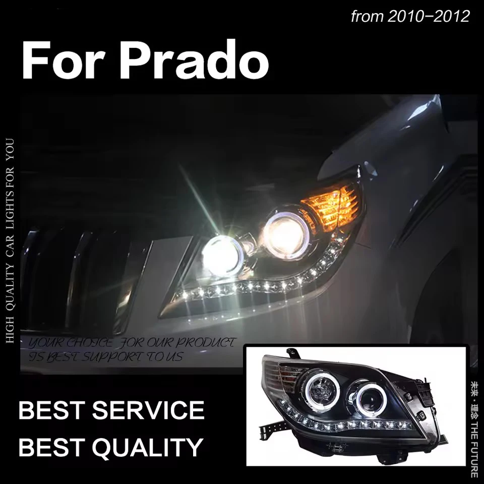Стайлинг автомобиля для фар Toyota Prado 2010-2012 LC150, светодиодная фара DRL, скрытая фара, ангельский глаз, биксеноновый луч, аксессуары