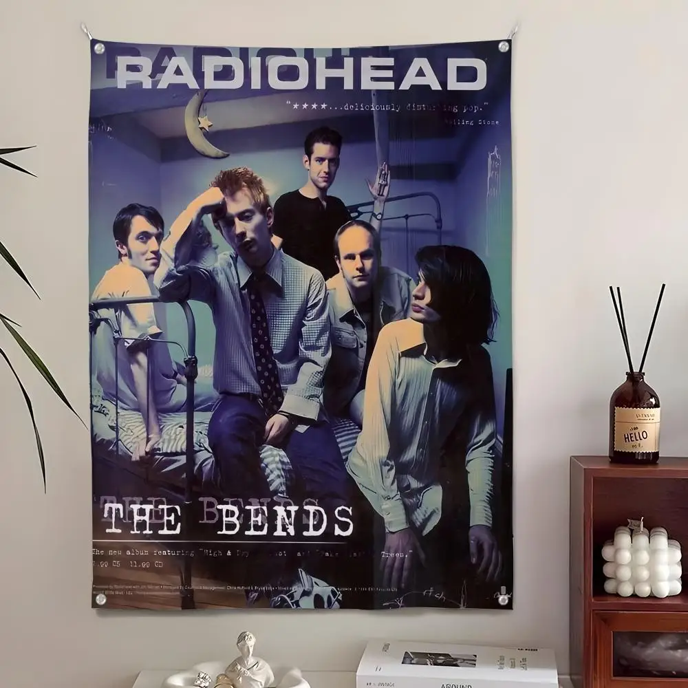 Rockband R-Radiohead In Rainbows Wandteppich, Hintergrundkunst, Dekoration für Schlafzimmer, Wohnzimmer, Bar, Garten, Wanddekoration im Freien
