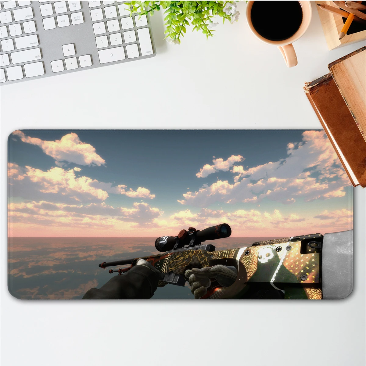 Large Gaming Mouse Pad CSGO Gun Mouse Pad XXL Desk Mat Big Office Laptop Desk Pad Non-Slip Game Mousepad for Gamer