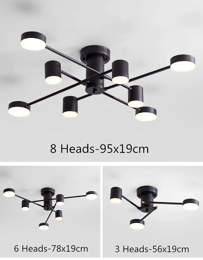 Modern Black Branch Chandelier Lamps Nordic LED Chandelier Lamps Are Used In Living Room, Bedroom, Dining Room And Kitchen