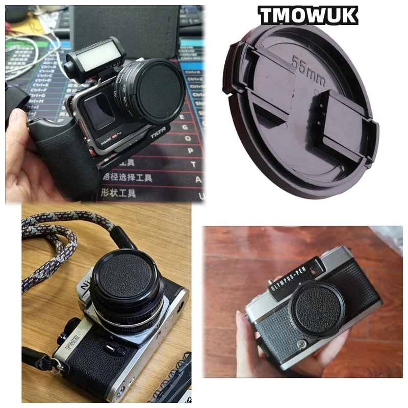

For Canon EOS R3 1Ds 1N 70D 600D M200 Rebel T5i 300D Camera Lens Cap Protective Cover Center Pinch Snap-on 49mm 52 55 58 62 67 7