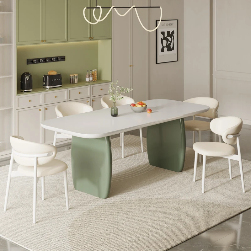 

ZElegant Wabi-Sabi Style Ash Wood Slate Dining Table And Chair Avocado Dining Set Furniture Sintered Stone Solid Wood Combinatio