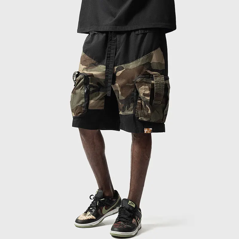 LUZHEN Summer Men Stylish Shorts Hip Hop Multi Pocket Camouflage Print Patchwork Street Wear Male Five Point Cargo Pants LZ4215