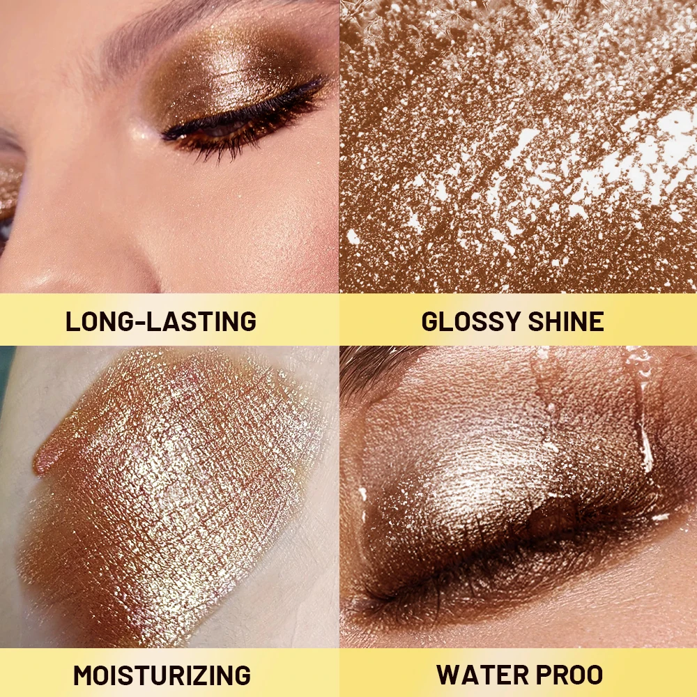 1pc 真珠光沢のあるメタリックグリッターアイシャドウ、ファッショナブルなカラー、6 色からお選びいただけ、日常着に最適、