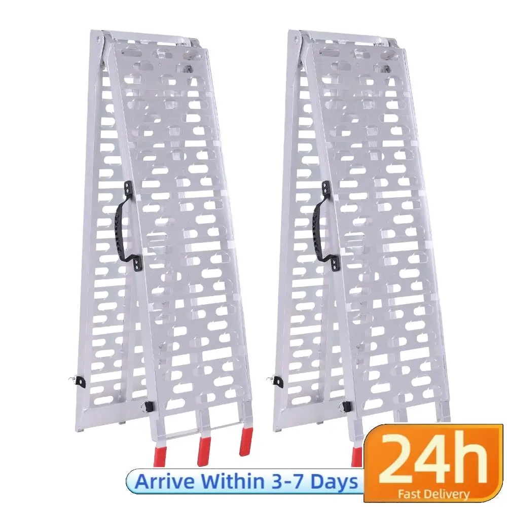 

2PCS 7.3ft Aluminum Motorcycle Ramp with Load Straps Motorcycle Loading Ramp for Pickup Trucks Motorcycles ATVs Lawn Mowers
