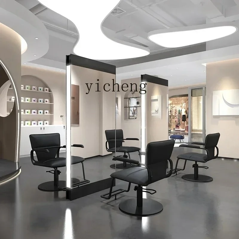 JZ-8   Floor-to-ceiling Full-body Mirror Table Barber Shop Luminous Single-sided Mirror Table Stainless Steel Perm Mirror