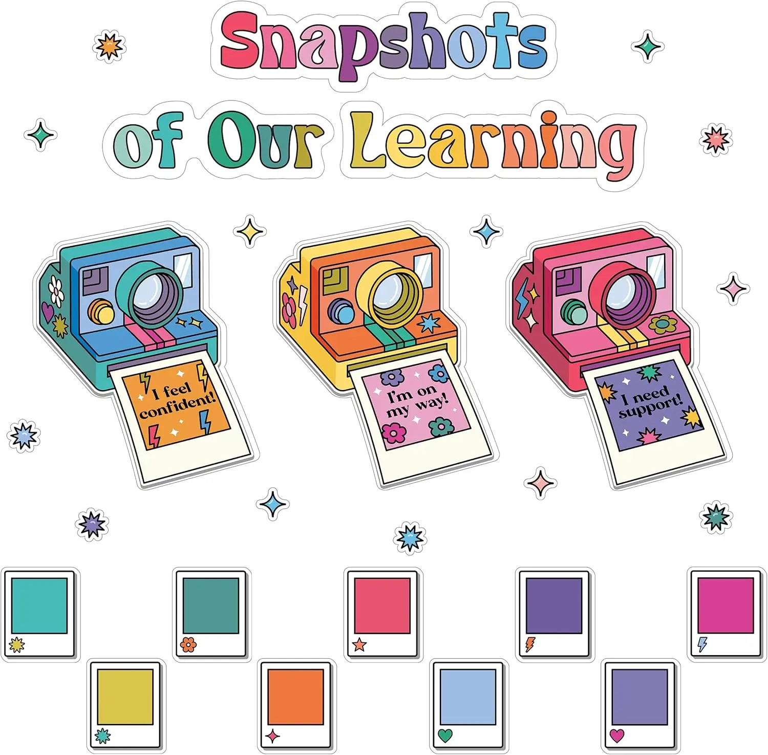 

Vintage Retro Bulletin Board Set with Camera Decor, 83 Pieces for Classroom Learning Display