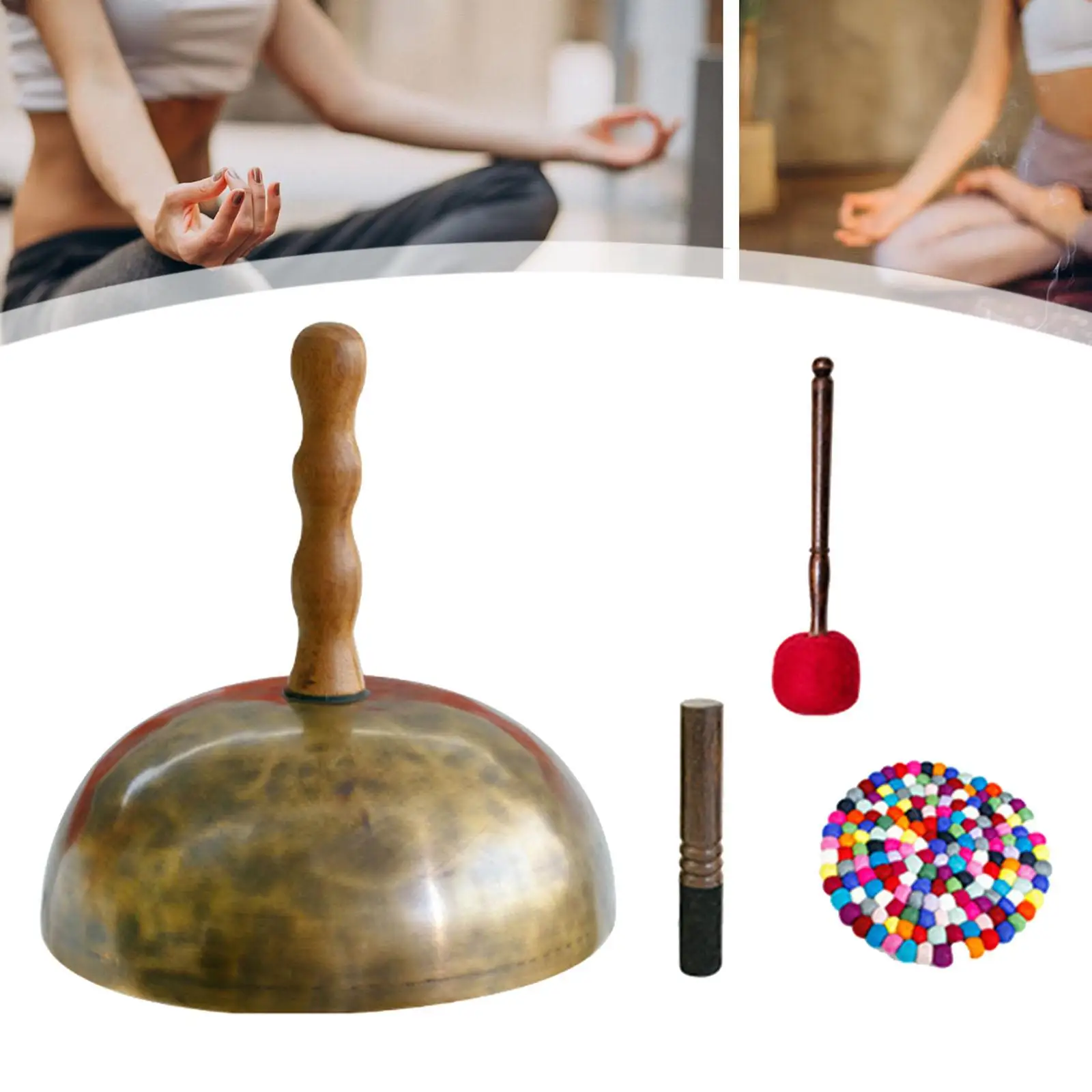 

Sound Bowl Set Standing Bell Copper Bowl Sound Healing Instrument Singing Bowl Easy to Play for Buddhist Temple Yoga Meditation