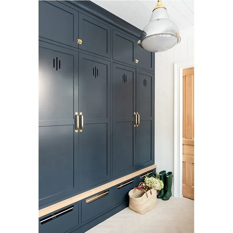 

'Artisan Modern Navy Blue Shaker Mudroom Storage Ideas Cabinet Mudroom Closet Ideas