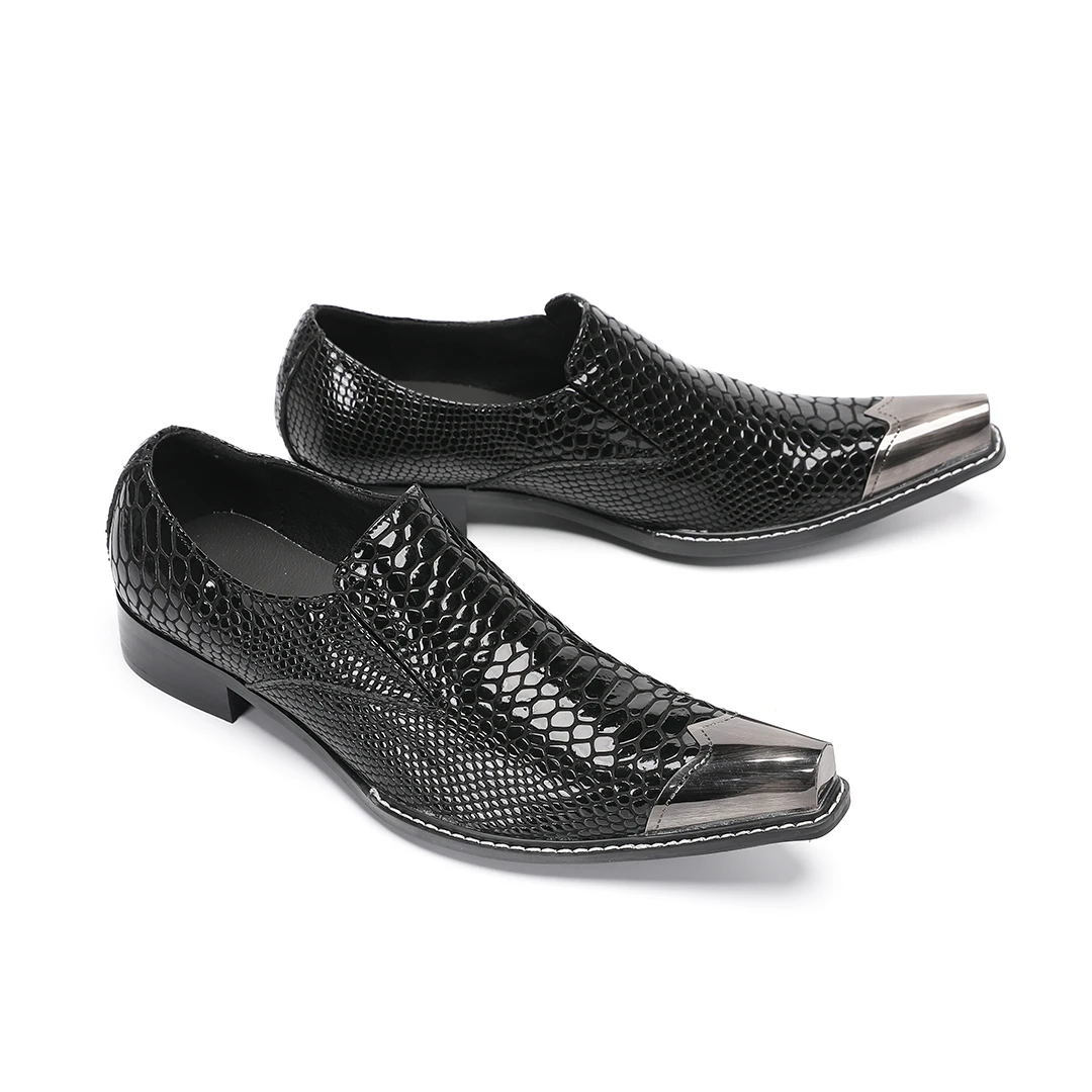 

Fashion Black Pointed Toe Genuine Leather Dress Shoes for Men Large Size Business Formal Shoes Footwear Wedding Party Male Shoes