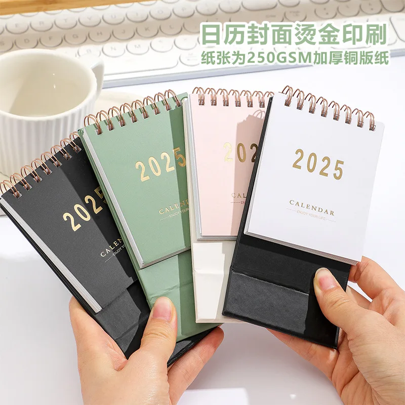 4 styles 2025 simple solid color Morandi calendar desk English small desk calendar  notes memo message Scrapbooking Material