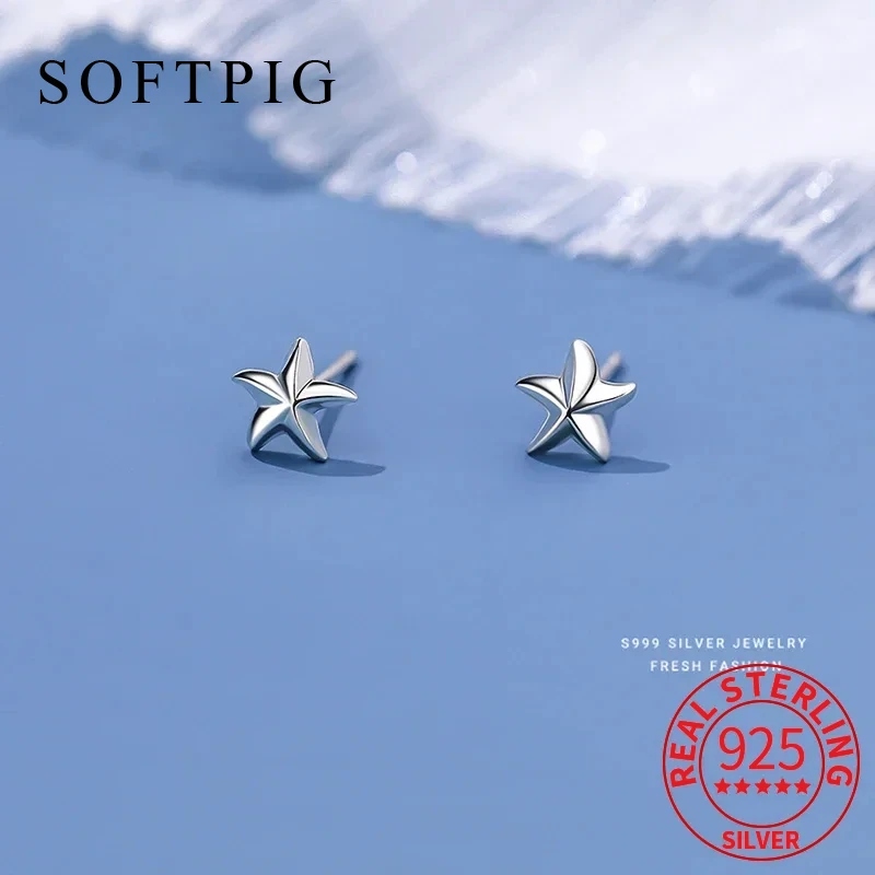 

SOFTPIG Real 925 Sterling Silver Mini Starfish Stud Earrings for Women Classic Fine Jewelry Minimalist Accessories