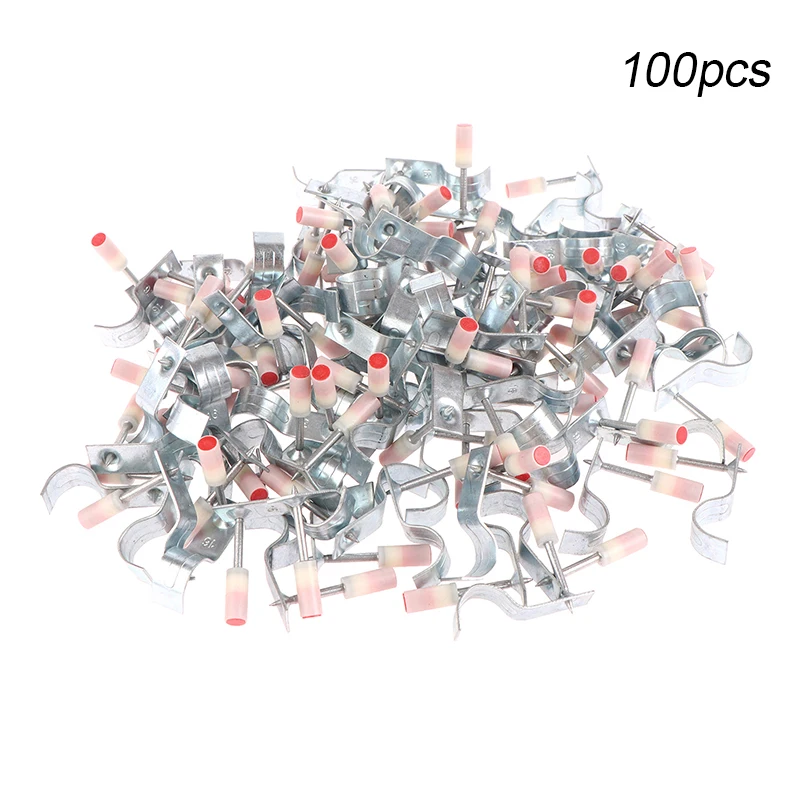 100pcs Fire Nail Pipe Clamp Wooden Keel Nail Suspended Ceiling Artifact Integrated New Mini Soundproof Nail Cannon Nail