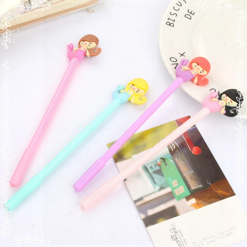 24 Pcs Creative Student New Cartoon Mermaid Gel Pens Set Cute Little Fresh Stationery Office Supplies Back To School