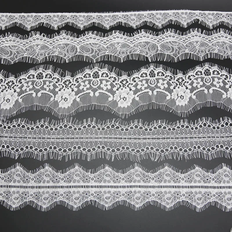 (3 meters/lot) White Eyelash lace fabric Sewing Garment Ribbon Wedding Dress Curtain Material