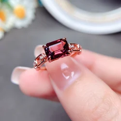 Natural magnesia garnet ring 925 sterling silver ring red garnet gemstone high jewelry Christmas gift luxury jewelry wholesale