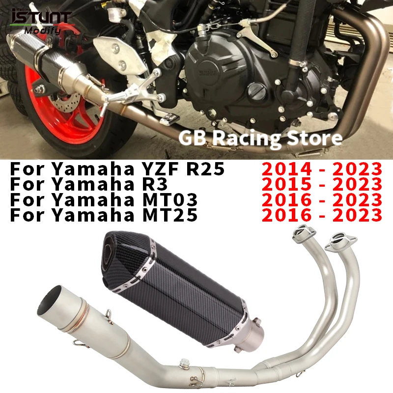 

Выхлопная полная система для мотоцикла Yamaha R25 R3 MT25 MT03 2014-2023, Модифицированная Передняя звеньевая труба 51 мм Espace Moto с глушителем