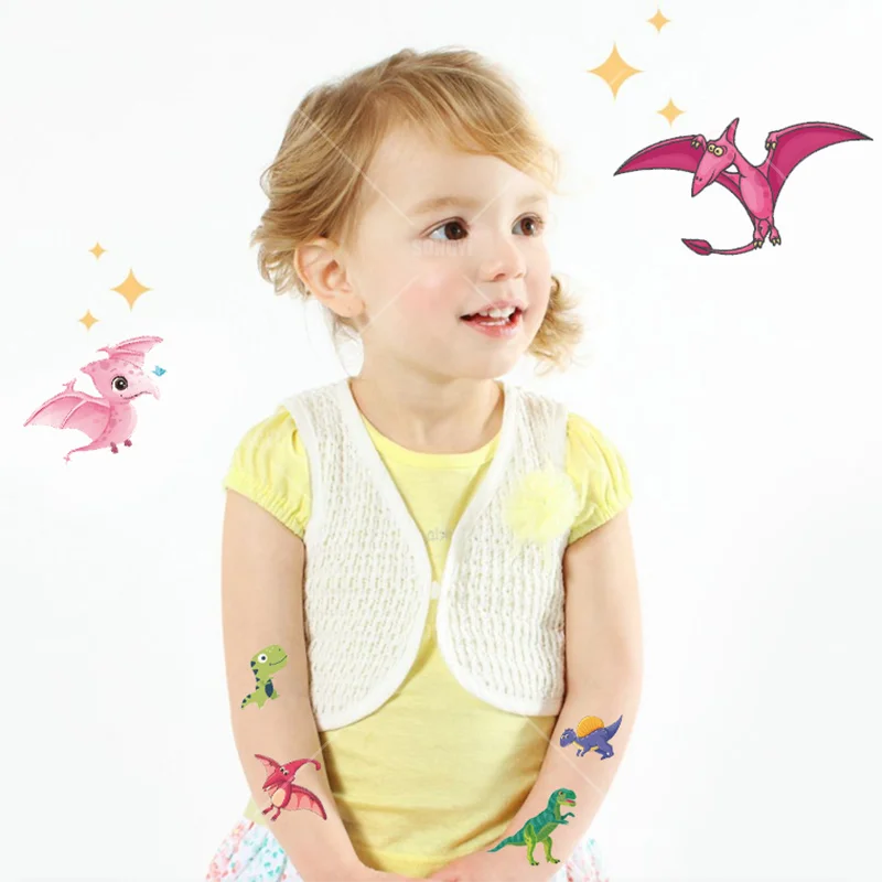 10 fogli adesivi tatuaggio temporaneo dinosauro bandiera Star Liberty Shower regalo per bambini autoadesivo trucco corpo tatuaggi