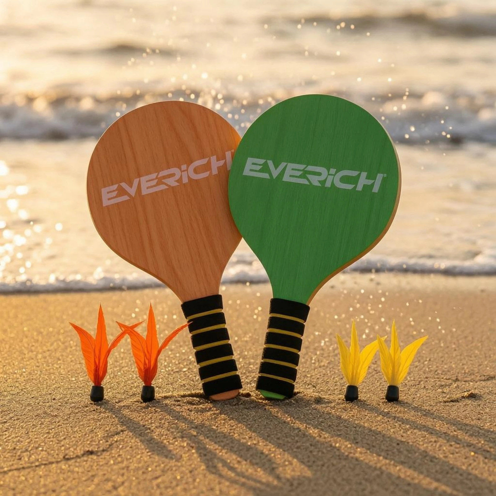 Pair of Wooden Paddles Wrapped Handle Wooden Beach Paddle Recreation Gear Even