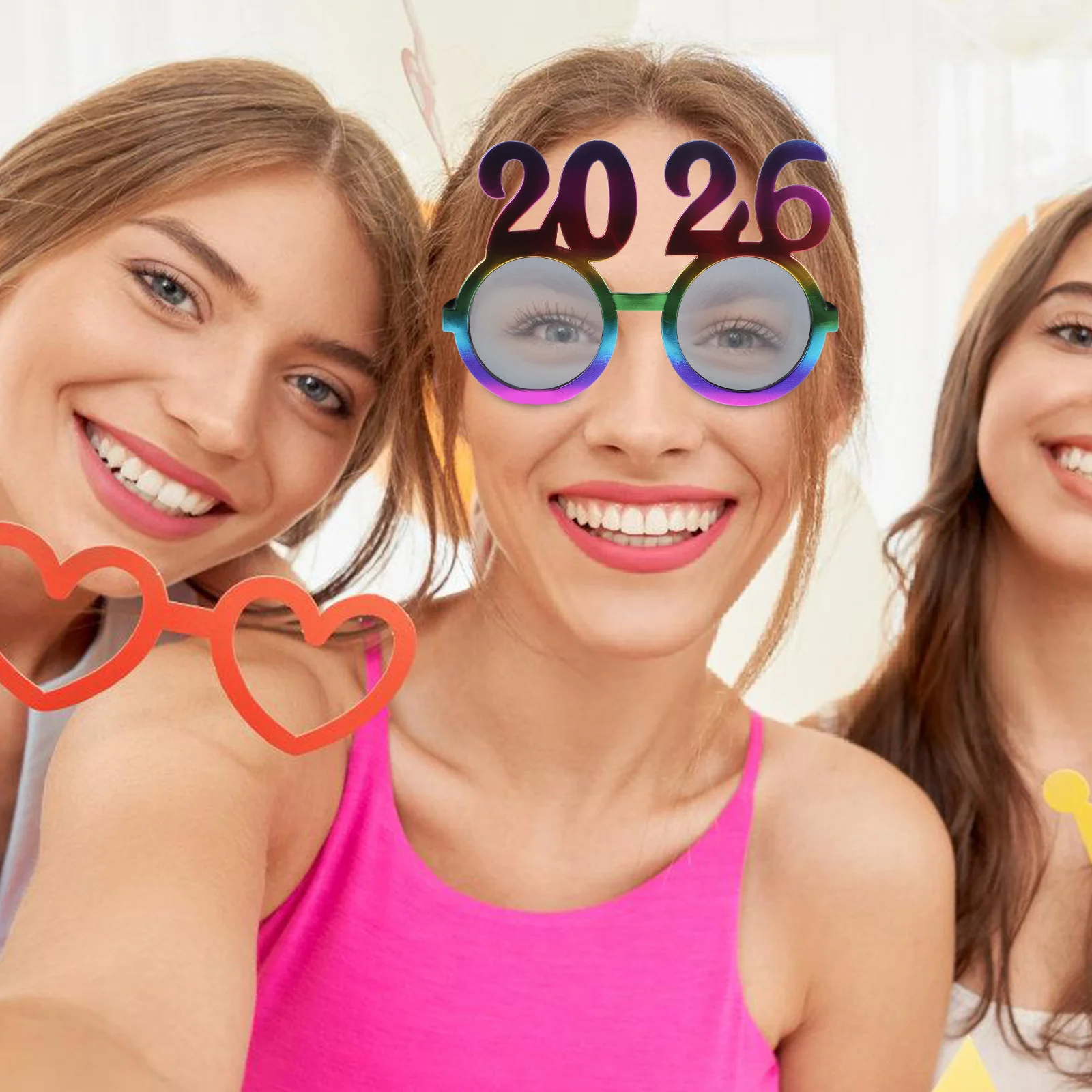 

3Pcs New Year Party Glasses 2026 Number Shaped Eyeglasses Round Lens Lightweight Nye Photo Props Funny Sunglasses