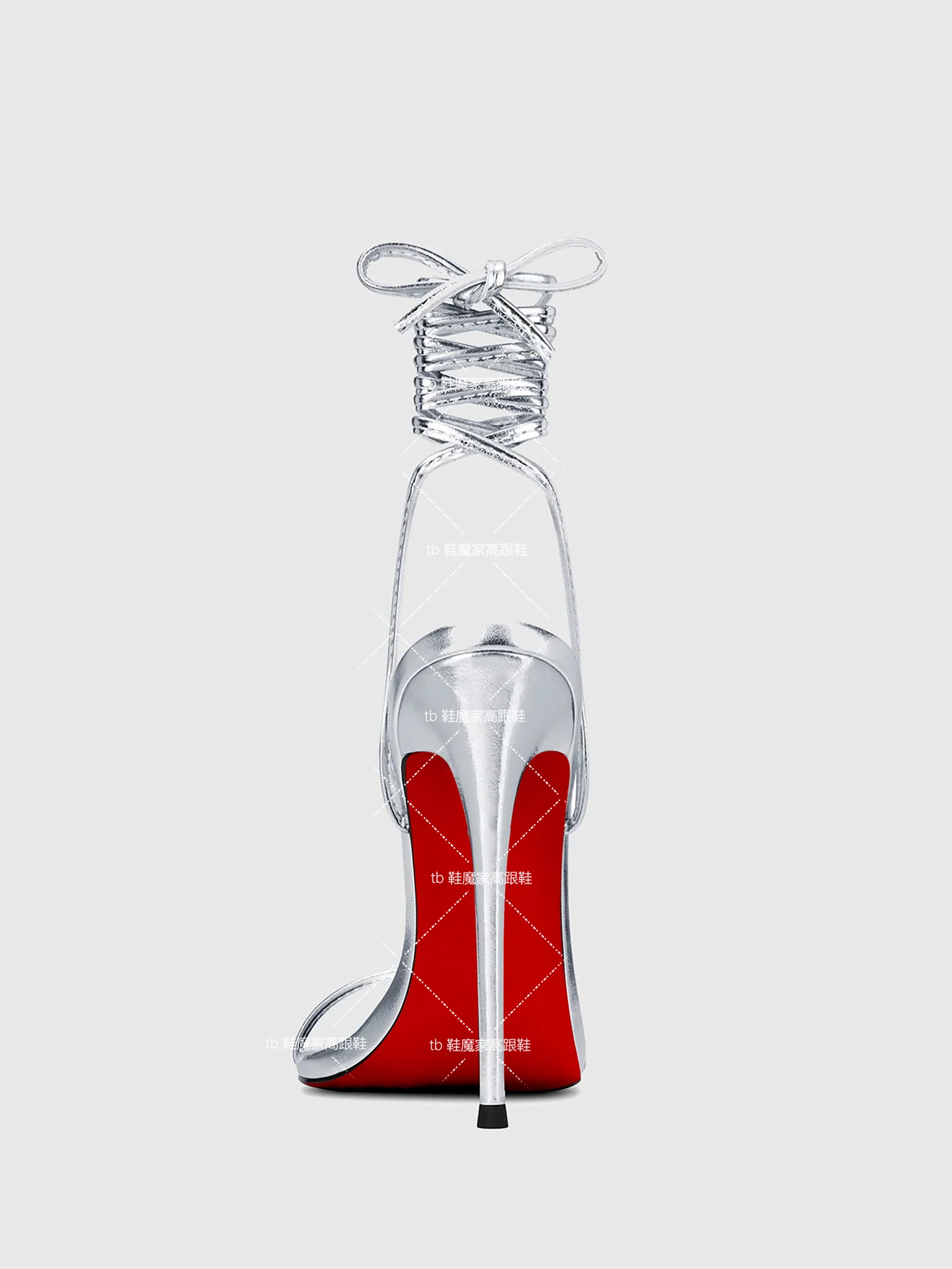 New 12cm Pointed Thin Cross Strap High-Heeled Sandals for Women in Europe, Sexy Silver Fashion Plus Size Shoes - view 4