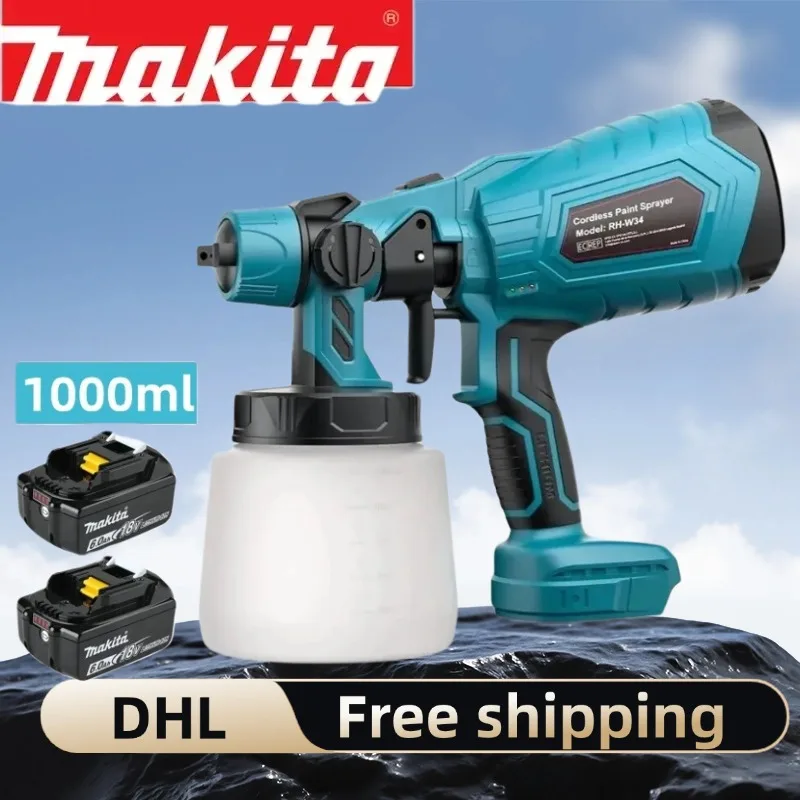 

Электрический распылитель краски для Makita BL1860, 18 В, аккумулятор 1 л, беспроводной портативный распылитель краски, набор инструментов для автоматической покраски мебели