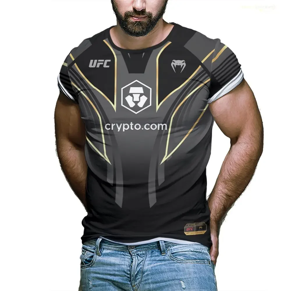 الصيف الذهب الأسود Ufc القتال الملاكمة المتطرفة الرياضة المتضخم OLIVEIRA تي شيرت رياضي للجنسين ملابس تدريب التجفيف السريع