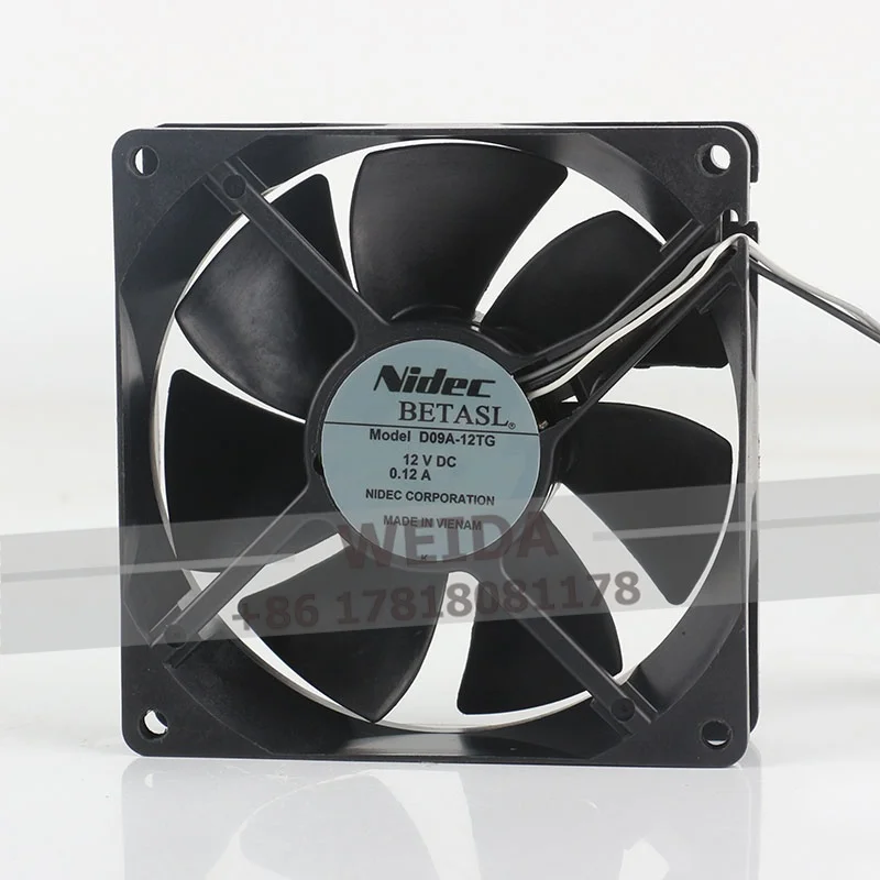 Original genuine Nidec 9CM DC 12V 0.12A AC EC Inverter bearing 90X90X25MM three-wire D09A-12TG 9025 cooling fan