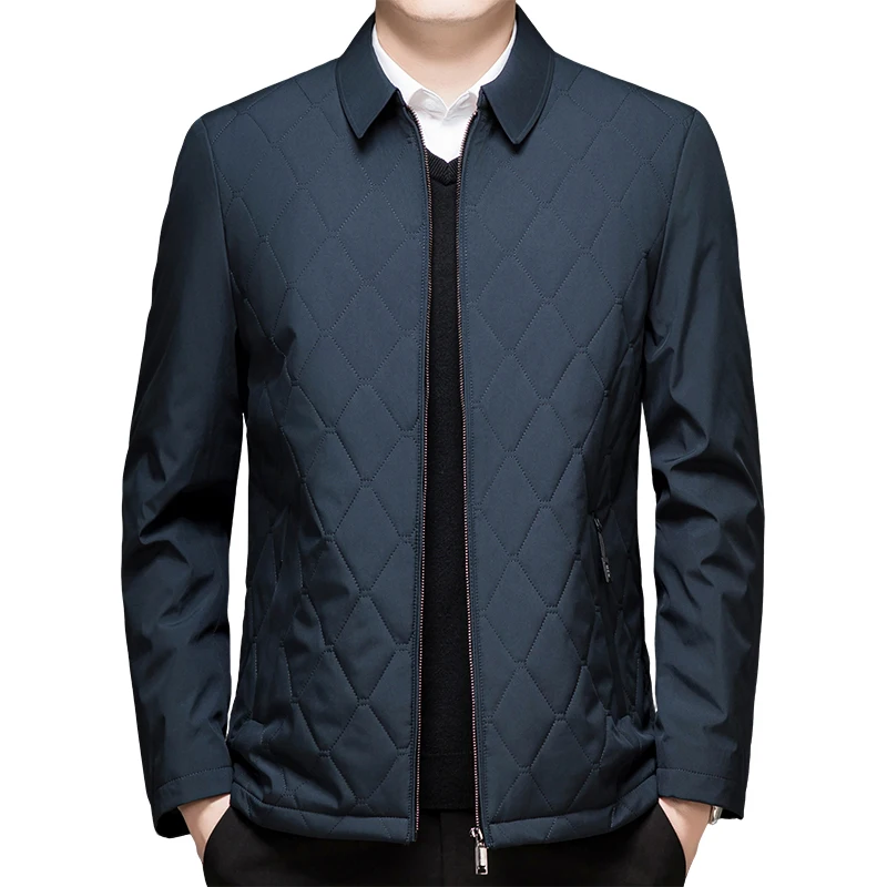 

Men's Warm Cotton-Padded Jackets Male Autumn Winter Single Breasted Thicken Coats Outwear Solid Color Business Casual Jackets