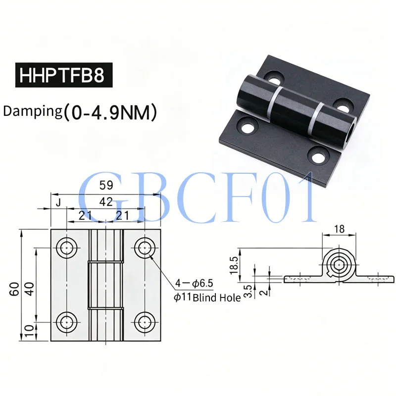 Aluminum Alloy Damping Hinge Free Stop Friction Hinge Torque Adjustable Industrial Hinge M6 M8 M8-6 Torque Hinge 1PCS