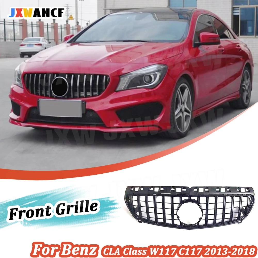 

JXWANCF ABS Racing Grills Mesh Frame For Mercedes Benz CLA Class W117 C117 CLA200 220 CLA260 2013-2018 Front Bumper Grillds
