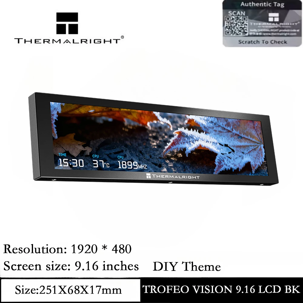 

Thermalright TROFEO VISION 9.16 LCD BLACK IPS Full-Color LCD Screen, Pc Accessories, 9.16 Inches/DIY Theme/1920*480 Resolution