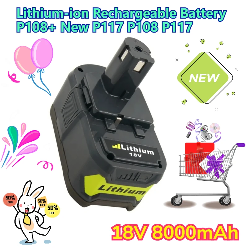 

8000mAh Lithium-ion Rechargeable Battery P108+ New P117 P108 P117