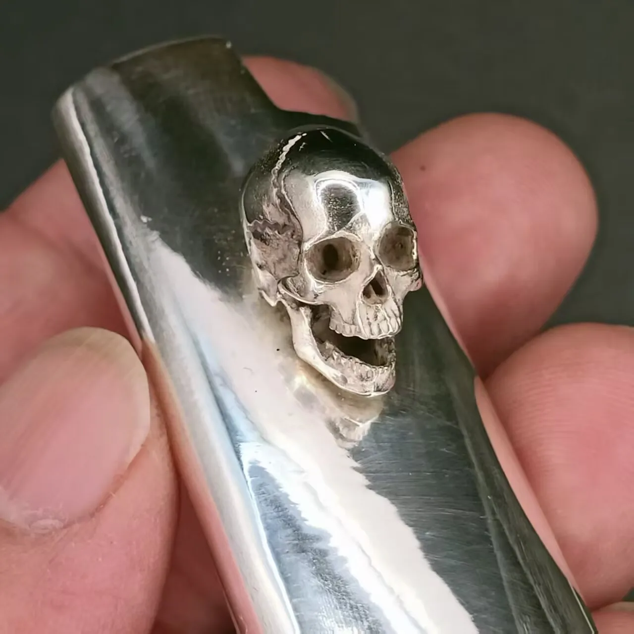 

New Sterling Silver Skull Lighter Case Cover Fits Bic J3/ J5 Lighter Skull Lighter Case Cover Shell