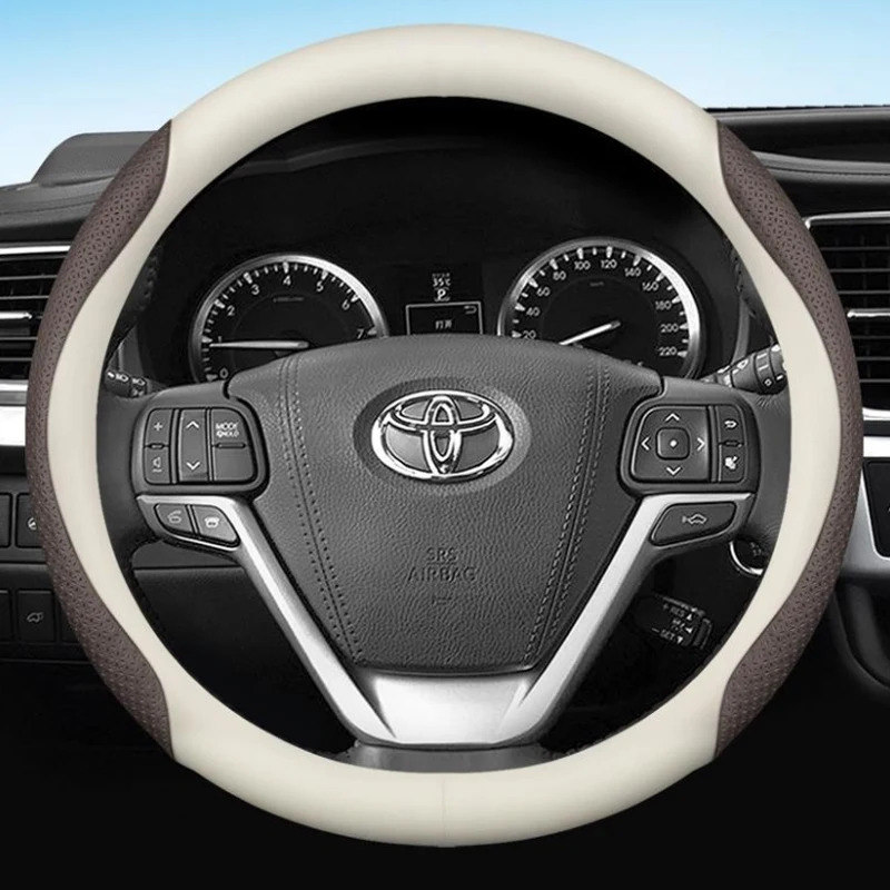 Leather Car Steering Wheel Cover For Toyota Corolla RAV4 CHR C-HR Auris Yaris 2020 -2024 Non-slip 38cm Auto interior Accessories