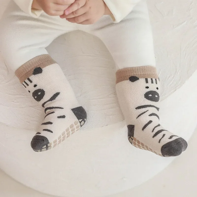 Baby Floor Socks Autumn and Winter Indoor Anti Slip and Cool Insulation Baby Walking Socks Cartoon Cute Mid Tube Cotton Socks