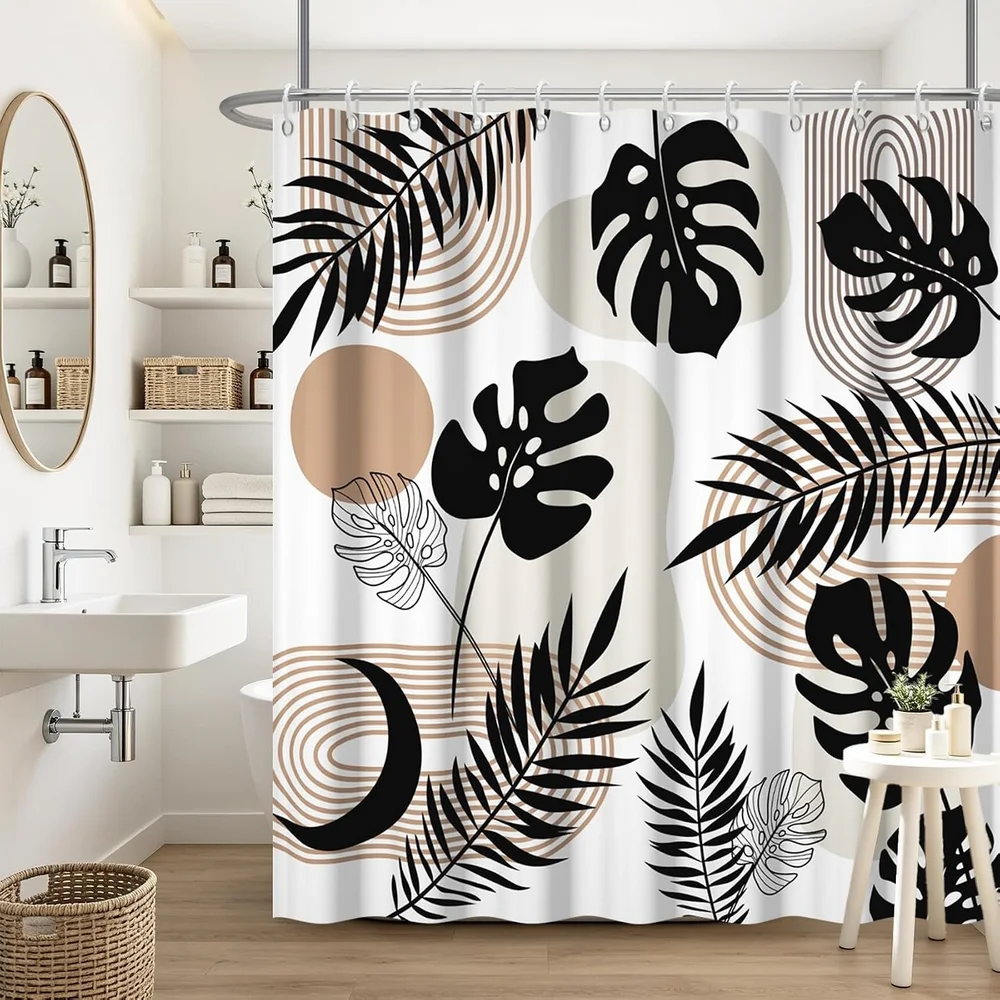 Abstract Geometrics Shower Curtains Mid-century Nordic Minimalist Bathroom Decortaions Modern Polyester Bath Curtain with Hooks