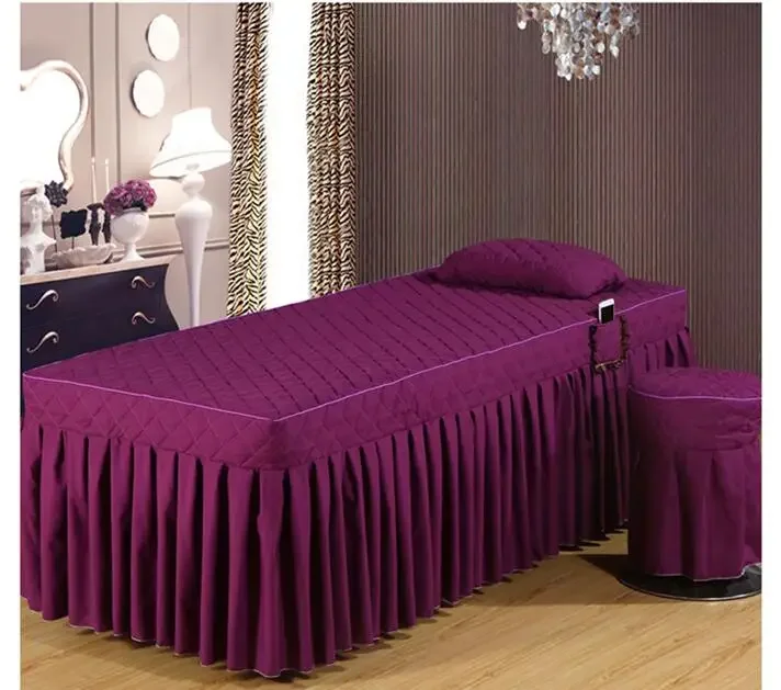 Beauty Salon 2pcs Set Bed Skirt+ Pillowcase SPA Skin-Friendly Massage Table Bed Cover Sheet Bedskirt Colchas with Hole 31 Styles