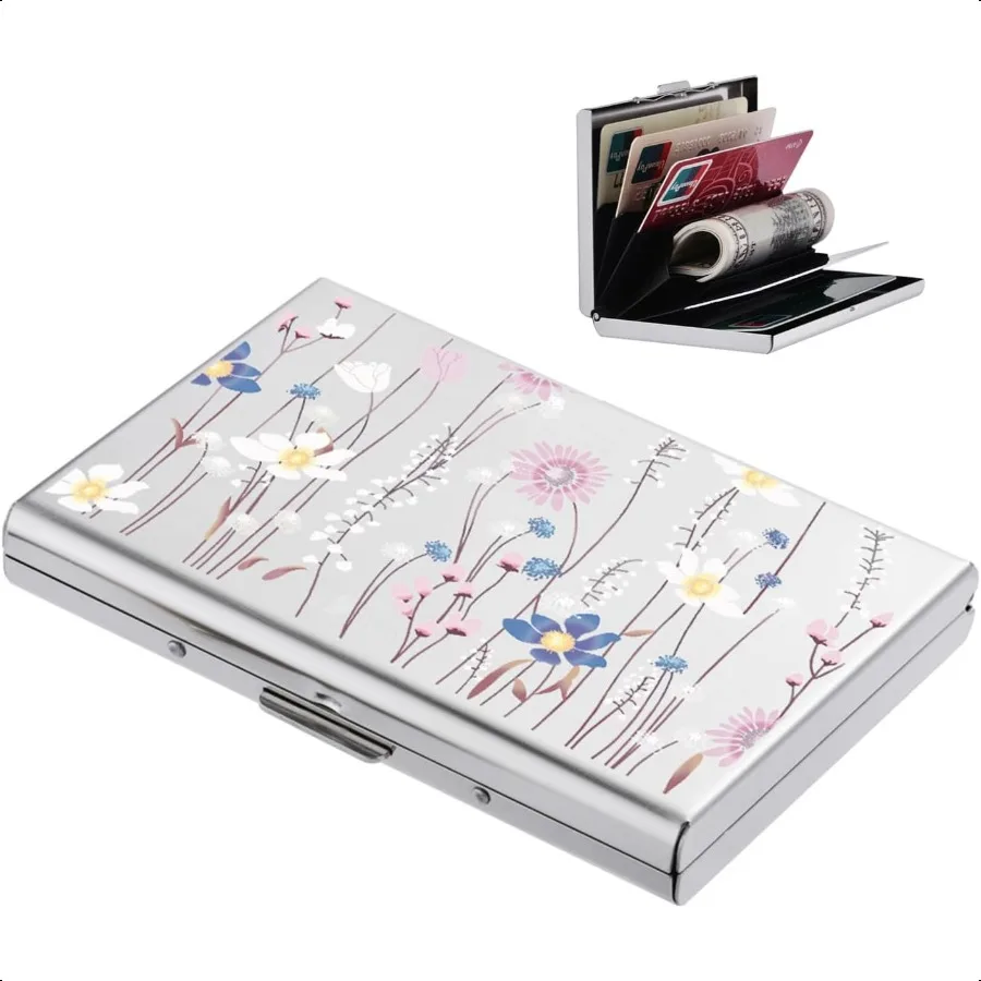 

БОНЗИЛ ® Держатели кредитных карт с блокировкой RFID. Тонкий металлический чехол для кредитных карт. Кошелек с 6 слотами для женщин или мужчин. 6-карточная серебряная струя