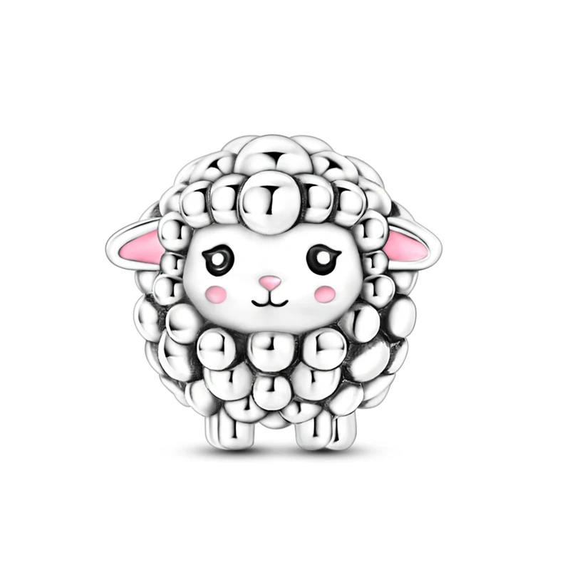 925 Sterling Silver Charm Cute Sheep Animal For Woman Bead Fit Original Bracelet Diy Fashion Jewelry
